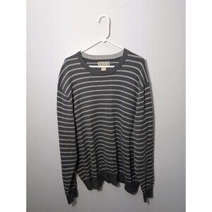 Duluth Trading Sweater Mens 2XL Gray Nylon Striped Long Sleeve